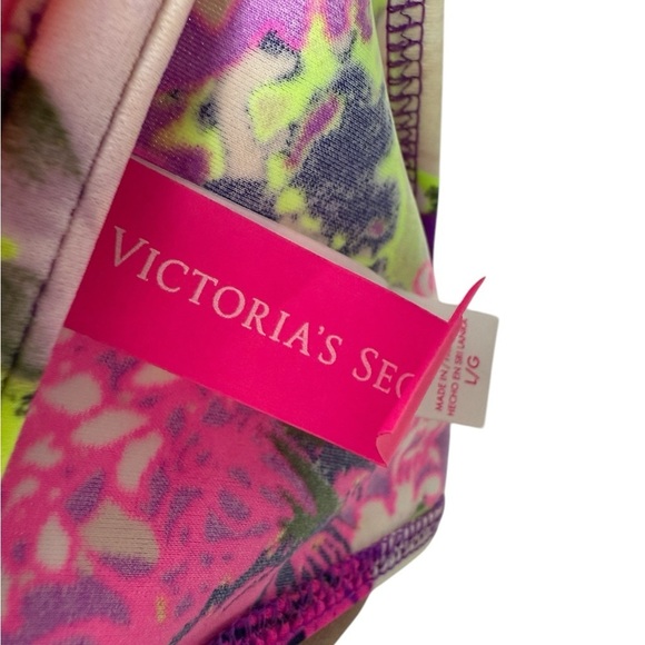 Victoria’s Secret Bikini Top Size L Floral Hawaiian Removable Pads Beach Halter - Picture 4 of 8